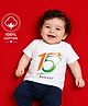 BLUSHES 100% Cotton Knit Independence Day Theme Half Sleeves 15 Number Printed Tee - White
