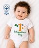 BLUSHES 100% Cotton Knit Independence Day Theme Half Sleeves My 1st Independence Day Text Printed Tee - White