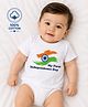 BLUSHES 100% Cotton Knit Independence Day Theme Half Sleeves My First Independence Day Text Printed Tee - White