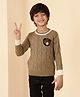 JoE Hazel Knit Full Sleeves Teddy Designed Sweater - Brown