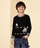 JoE Hazel Knit Full Sleeves Car Designed Sweater - Black