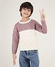 JoE Hazel Knit Full Sleeves Colour Blocked Sweater - Lavender & White
