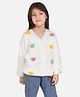 JoE Hazel Knit Full Sleeves Butterfly Designed Cardigan - White