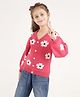 JoE Hazel Knit Full Sleeves Floral Designed Cardigan - Pink
