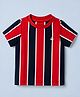 UCB 100% Cotton Knit T-Shirt with Half Sleeves, Striped Print and Logo Embroidery in Red for 2-3 Years