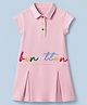 UCB 100% Cotton Knit Half Sleeves Dress with Benetton Embroidery in Pink for 6-7 Years