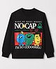 UCB Interlock Knit Solid Round Neck Pre-WInter Sweatshirt with Full Sleeves and Monster Print - Black