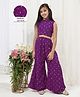 Little Bansi Pure Cotton Woven Sleeveless Bandhani Embroidered Top & Palazzo Set - Purple