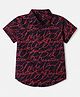 UCB 100% Cotton Woven Printed Shirt with Half Sleeves and Scribble Print - Red