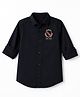 UCB 100 % Cotton Woven Oxford Shirt with Full Sleeves and Crest Embroidery - Navy Blue