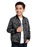 CAVIO Cotton Blend Woven Full Sleeves Abstract Printed Jacket With Tee - Black