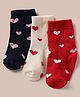 Cutewalk by Babyhug Knit Anti-bacterial Ankle Length Sock With Heart Design Pack of 3 - Red Blue White