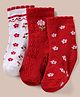 Cutewalk by Babyhug Knit Anti-bacterial Ankle Length Sock With Floral Design Pack of 3 - Red White