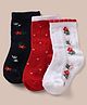 Cutewalk by Babyhug Knit Anti-bacterial Ankle Length Sock With Floral Design Pack of 3 - Red White Black
