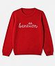 UCB Branding Transfer Tricot 100% Cotton Woven Solid Pullover with Full Sleeves and Benetton Stone Embroidery - Red