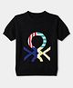 UCB 100% Cotton Woven Half Sleeves Round Neck Pullovers with Stripe Logo Tricot Embroidery - Black