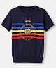 UCB 100% Cotton Woven Half Sleeves Pullover with Stripe & Benetton Heritage Club Embroidery in Navy Blue