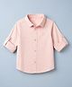 UCB 100% Cotton Woven Full Sleeves Solid Oxford Regular Collared Shirt- Pink