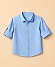 UCB 100% Cotton Woven Full Sleeves Solid Oxford Regular Collared Shirt- Blue