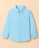 UCB 100% Cotton Woven Full Sleeves Solid Oxford Regular Collared Shirt- Aqua Blue