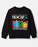 UCB Interlock Knit Solid Round Neck Pre-WInter Sweatshirt with Full Sleeves and Monster Print - Black