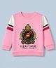 UCB Cotton Blend Knit Full Sleeves Sweatshirt With Floral Crest Emb.Color Block Print - Light PInk