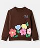 UCB Cotton Mixes Fleece Knit Round Neck Solid Sweatshirt with Full Sleeves and Flower Patch - Dark Brown