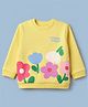 UCB Cotton Mixes Fleece Knit Round Neck Solid Sweatshirt with Full Sleeves and Flower Patch - Lemon/Light Yellow