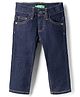 UCB Cotton Blend Woven Full Length Solid Basic Rinse Washed Slim Fit Jeans - Blue