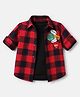 UCB 100% Cotton Woven Full Sleeves 2 Tone Brushed Checks with Printed Shirt and Solid T-Shirt - Red & Black