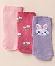 Cutewalk By Babyhug Knit Anti-Bacterial Ankle Length Bunny & Floral Design Sock Pack Of 3 - Pink, Red & Purple