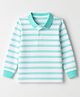 Babyhug 100% Cotton Knit Full Sleeves Striped Pique Polo T-Shirt - Turquoise