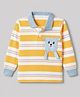 Babyhug 100% Cotton Knit Polo Full sleeves T-Shirt With Stripes Print - Orange