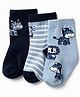Cute Walk by Babyhug Cotton Mixes Knit Anti Bacterial Ankle Socks with Stripes & Zebra Design Pack of 3 - Navy Blue