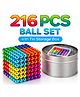 YAMAMA 216 Pcs Magnetic Balls Set with Metal Storage Tin Box, Rainbow Magnetic Building Blocks, 5mm Magnetic Sphere Puzzle, Stress Relief Desk Toy, DIY Creative Educational Brain Game for Kid & Adults