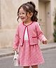 Babyhug Cotton Woven Frock With Jacket With Full Sleeves and Check Print in Pink