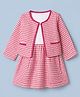 Babyhug Cotton Woven Frock With Jacket With Full Sleeves and Check Print in Pink