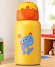 Cute Dino Print Stainless Steel Insulated Straw Sipper Bottle 480ml - Yellow| Sippy Cup for 12+ Months| 316 Stainless Steel| One-Touch Button Cap| Easy Straw Sipping| Maintains Temperature