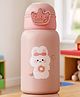 Bunny Print Double Wall Insulated Straw Sipper Bottle 300ml - Pink| Sippy Cup for 12+ Months| 316 Stainless Steel| One-Touch Button Cap| Easy Straw Sipping| Maintains Temperature