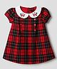 Babyhug Cotton Woven Frock with Half Puffed Sleeves and Checked Print in Red