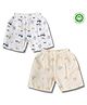 LazyToddler 100% Muslin Woven Pack Of 2 Rainbow & Tractor Printed Shorts - White