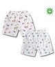 LazyToddler 100% Muslin Woven Pack Of 2 Alphabets & Night Sky Theme Printed Shorts - White