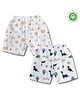 LazyToddler 100% Muslin Woven Pack Of 2 Animals & Dinosaurs Printed Shorts - White