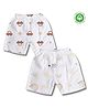 LazyToddler 100% Muslin Woven Pack Of 2 Car & Rainbow Printed Shorts - White