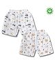 LazyToddler 100% Muslin Woven Pack Of 2 Tractor & Animal Printed Shorts - White