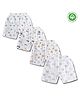 LazyToddler 100% Muslin Woven Pack Of 4 Tractors Animal & Elephants Printed Shorts - White