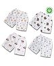 LazyToddler 100% Muslin Woven Pack Of 4 Animals Cars & Alphabets Printed Shorts - White