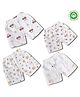 LazyToddler 100% Muslin Woven Pack Of 4 Rainbow Car & Animal Printed Shorts - White