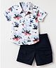Babyhug 100% Cotton Woven Half Sleeves Floral Printed Shirt & Shorts Set - White