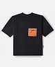 Under Fourteen Only Half Drop Shoulder Sleeves Whale Embroidered Tee - Black